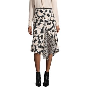 🔮DVF Posey Ruffle Detail Print Drop Yoke Skirt